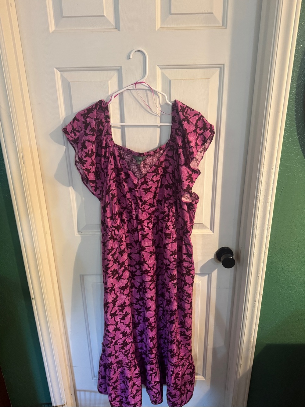 Terra & Sky Purple Floral Flutter Sleeve Dress